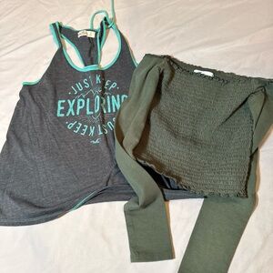 Hollister Olive Green Smocked Top